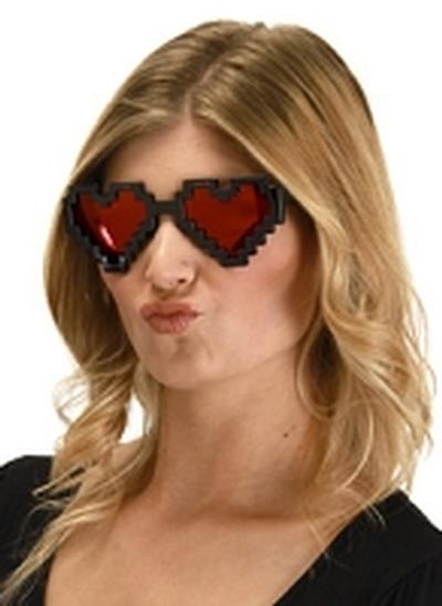 Click to get Pixel Heart Glasses Black Red Lenses