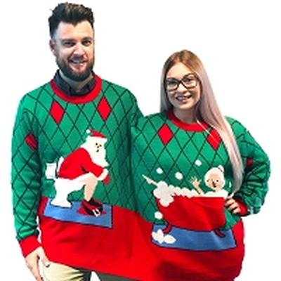 Click to get Two Person Ugly Christmas Sweater Deck The Bathroom